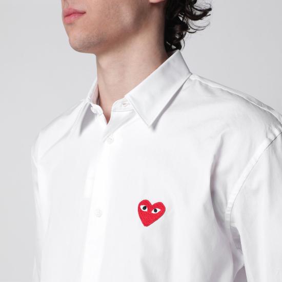 26SS 꼼데가르송 레드하트 와펜 셔츠 AXB002051CO White - COMME DES GARCONS