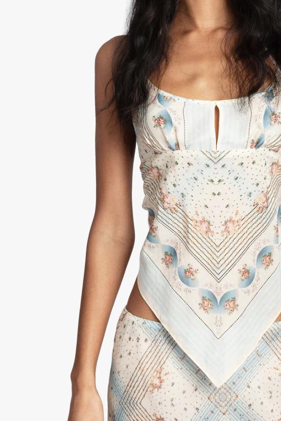  안나 수이 블라우스 헤리티지 스카프 프린트 앞치마 탑 - ANNA SUI