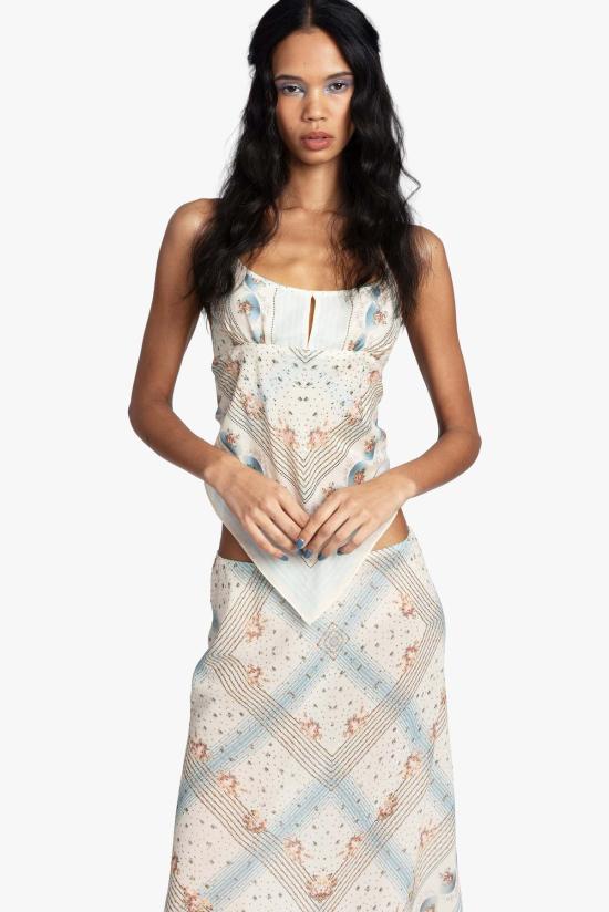  안나 수이 블라우스 헤리티지 스카프 프린트 앞치마 탑 - ANNA SUI