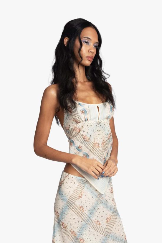  안나 수이 블라우스 헤리티지 스카프 프린트 앞치마 탑 - ANNA SUI