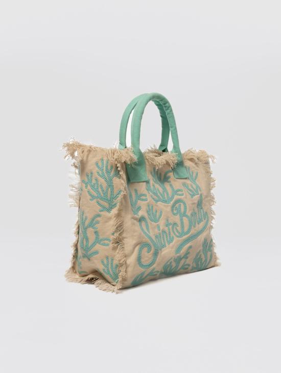 26SS 세인트바쓰 토트백 Cotone con Ricami Verde Acqua의 보르사 베니티 - MC2 SAINT BARTH