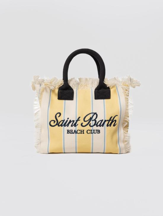 26SS 세인트바쓰 토트백 Canvas a Righe Giallo/Bianco 소재의 보르사 콜레트