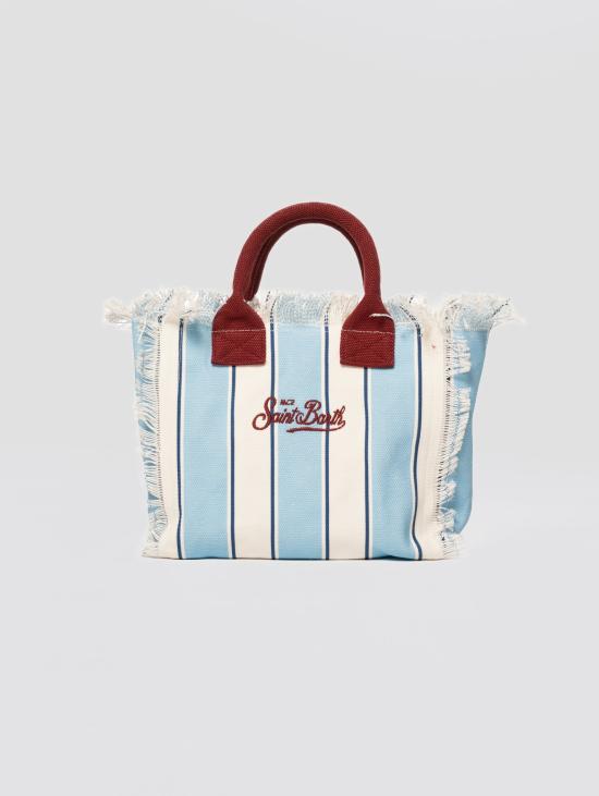 26SS 세인트바쓰 토트백 Canvas a Righe Celeste/Bianco 소재의 보르사 콜레트 - MC2 SAINT BARTH