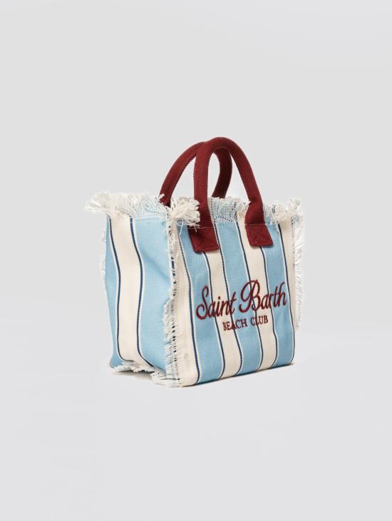 26SS 세인트바쓰 토트백 Canvas a Righe Celeste/Bianco 소재의 보르사 콜레트 - MC2 SAINT BARTH
