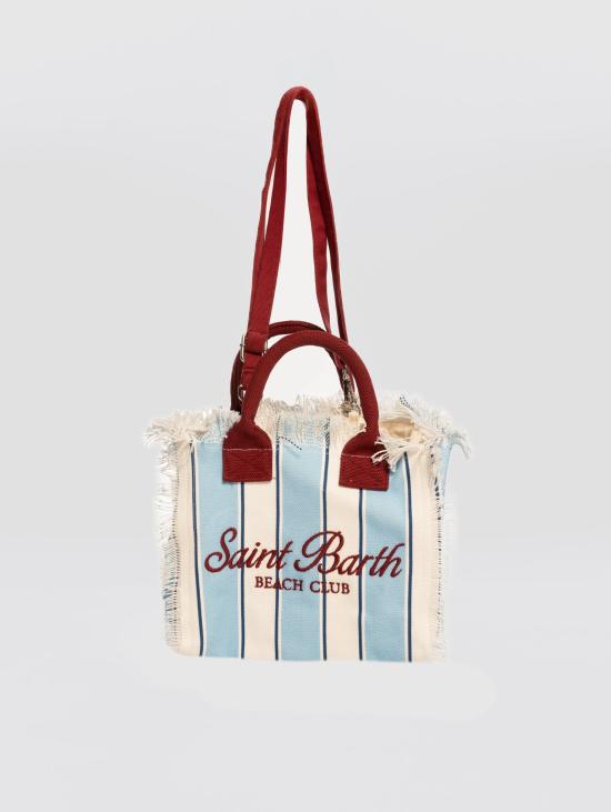 26SS 세인트바쓰 토트백 Canvas a Righe Celeste/Bianco 소재의 보르사 콜레트 - MC2 SAINT BARTH