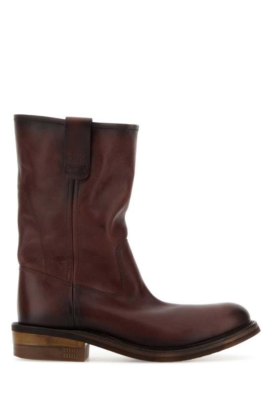 26SS 미우미우 룰레 레더 부츠 5U680EA0455OD Brown