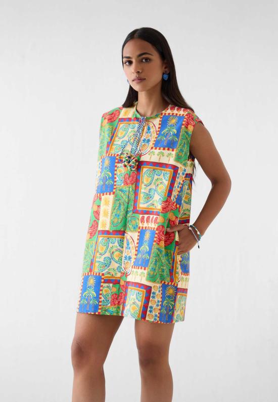  이키비 숏 원피스 조하리 멀티 컬러 숏 드레스 - IKKIVI