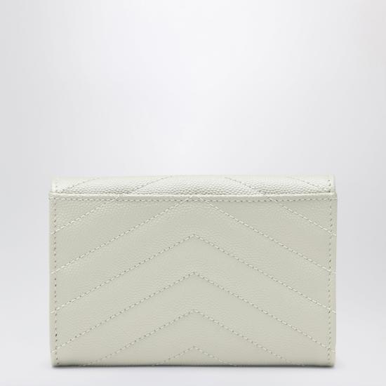 26SS 생로랑 그랑드 뿌드르 엠보스드 레더 카산드라 마틀라세 스몰 엔벨로프 지갑 414404BOW01 Beige - SAINT LAURENT