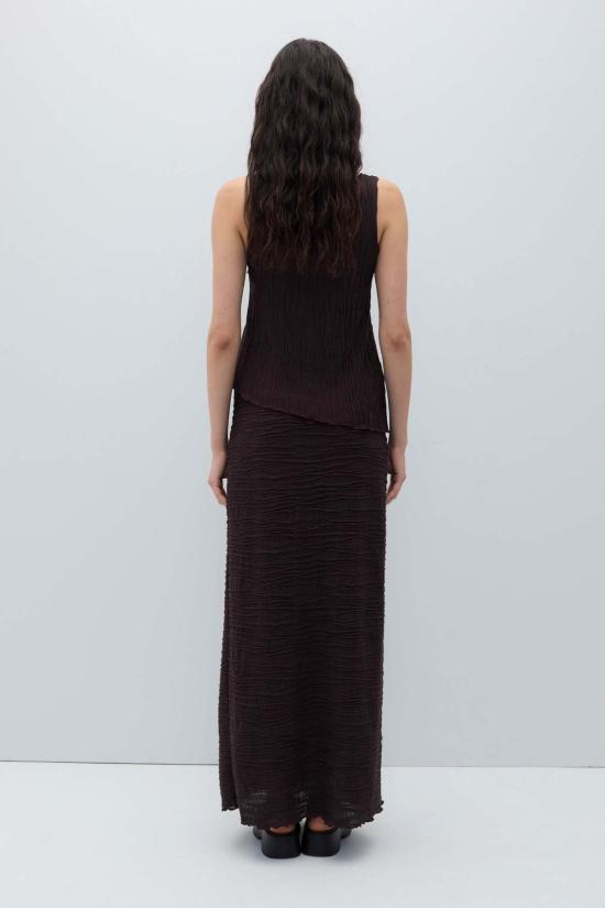  리타 롱 스커트 로우 셀린 텍스처드 스커트 - RITA