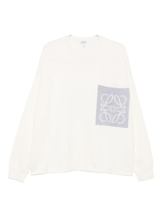 26SS 로에베 코튼 블렌드 아나그램 포켓 스웨터 H526Y14KLS 2145 BEIGE GREY DOM