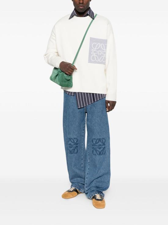 26SS 로에베 코튼 블렌드 아나그램 포켓 스웨터 H526Y14KLS 2145 BEIGE GREY DOM - LOEWE