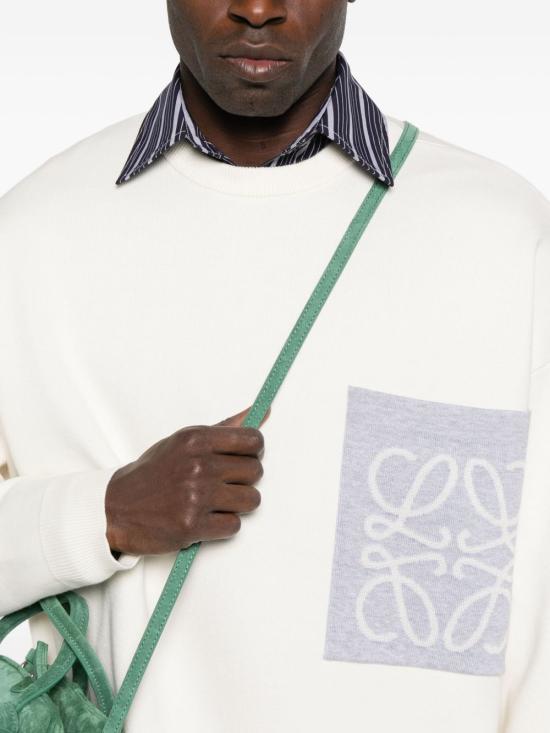 26SS 로에베 코튼 블렌드 아나그램 포켓 스웨터 H526Y14KLS 2145 BEIGE GREY DOM - LOEWE