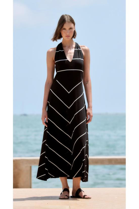  sita murt 롱 원피스 시타 무르트 스트라이프 원형 미디 드레스 블랙