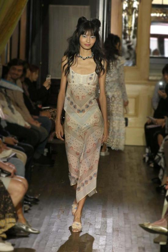  안나 수이 롱 스커트 헤리티지 스카프 프린트 시폰 - ANNA SUI