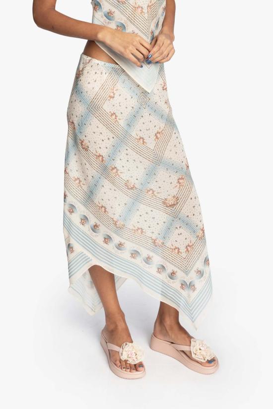  안나 수이 롱 스커트 헤리티지 스카프 프린트 시폰 - ANNA SUI