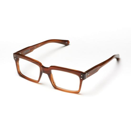  카돌 안경 프리미엄 15mm 직사각형 프레임 안경, 반투명 앰버 브라운 마감 - KADOR