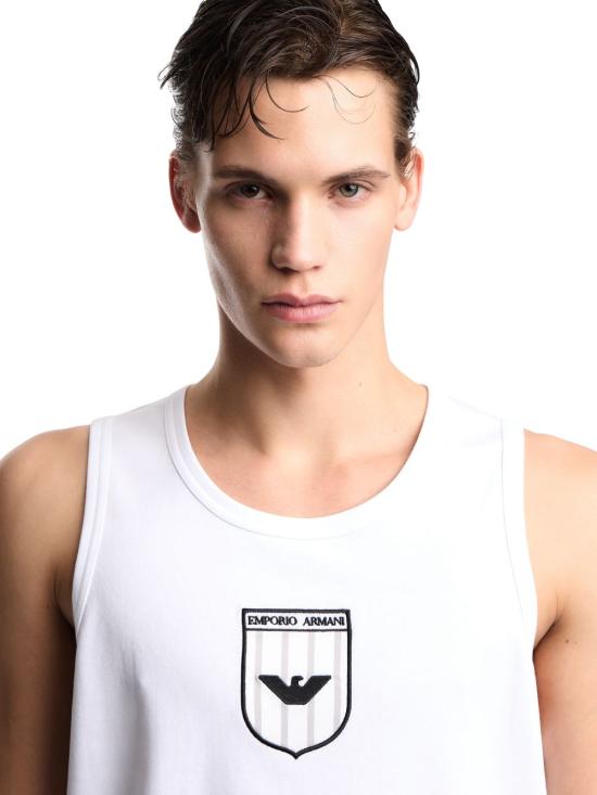 26SS 엠포리오 아르마니 민소매 티셔츠 EM005550AF25183 F0037 Bianco - EMPORIO ARMANI