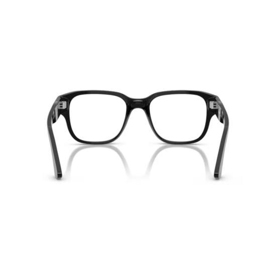 26SS 페르솔 안경 0Po3374v 직사각형 블랙 아세테이트 안경테 (실버 화살표 디테일) - PERSOL