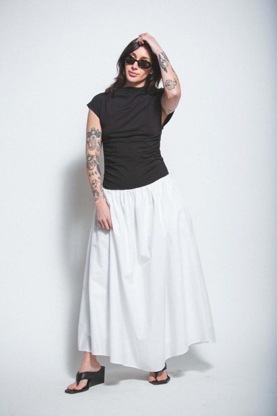  esthe 롱 원피스 에스테 투톤 드레이프 맥시 드레스