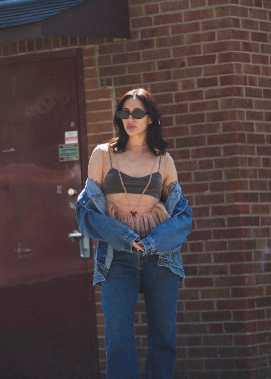  Esthé 블라우스 에스테 튤 페플럼 러플 탑 - OTHER BRANDS