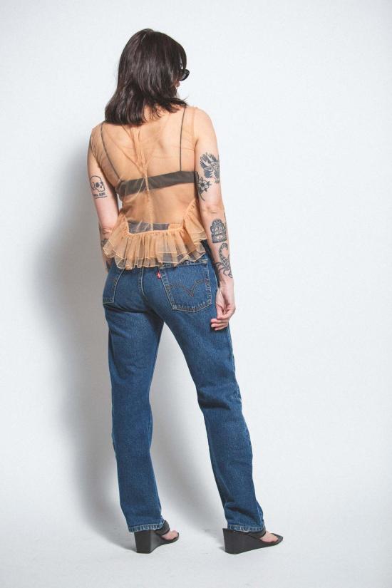  Esthé 블라우스 에스테 튤 페플럼 러플 탑 - OTHER BRANDS