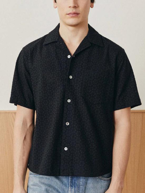  코리도 반팔 셔츠 복도 꽃무늬 아일렛 - CORRIDOR