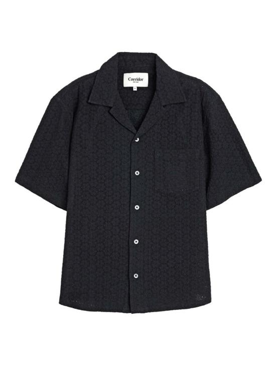  코리도 반팔 셔츠 복도 꽃무늬 아일렛