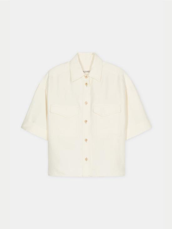 26SS 클로즈드 셔츠 Misto Lino Avorio의 Camicia Utiliy Mniche Corte - CLOSED