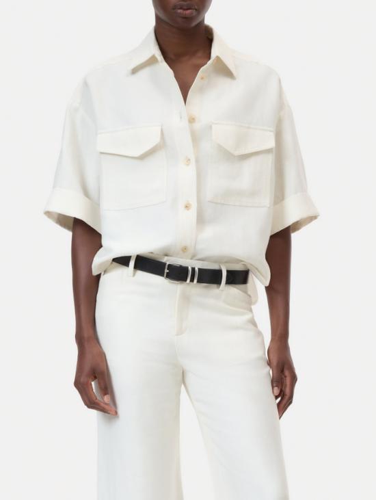 26SS 클로즈드 셔츠 Misto Lino Avorio의 Camicia Utiliy Mniche Corte