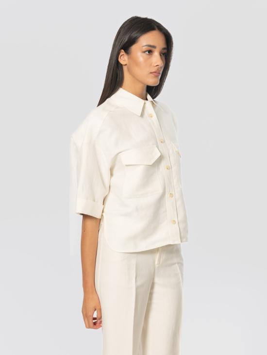 26SS 클로즈드 셔츠 Misto Lino Avorio의 Camicia Utiliy Maniche Corte - CLOSED