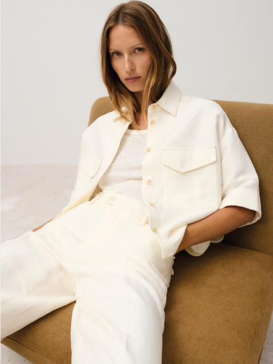 26SS 클로즈드 셔츠 Misto Lino Avorio의 Camicia Utiliy Mniche Corte - CLOSED