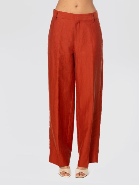 26SS 클로즈드 스트레이트 팬츠 Misto Lino e Viscosa Mattone 소재의 Pantaloni Ampi