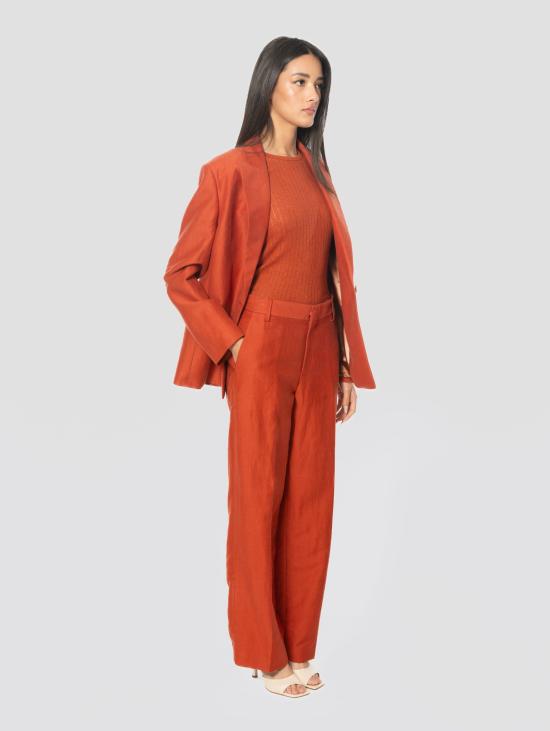 26SS 클로즈드 스트레이트 팬츠 Misto Lino e Viscosa Mattone 소재의 Pantaloni Ampi - CLOSED