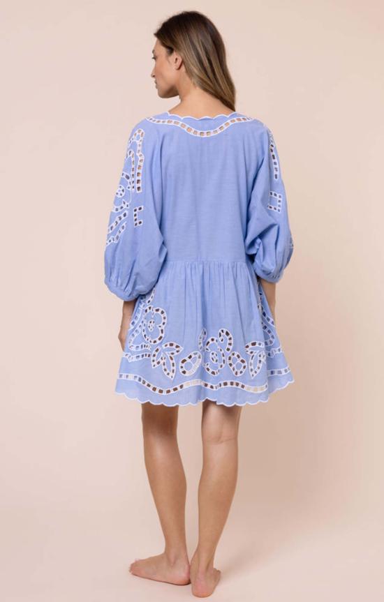  Juliet Dunn 숏 원피스 줄리엣 던 오버사이즈 컷워크 장식 루즈핏 미니 드레스 - OTHER BRANDS