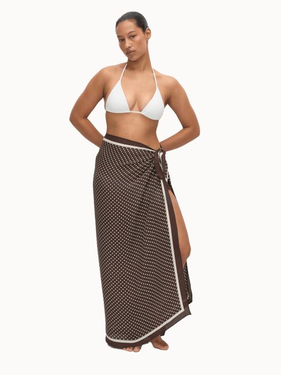  마토 비치용품 실크 사롱 초콜릿 - MATTEAU