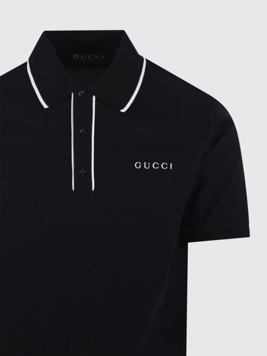 26SS 구찌 자수 코튼 피케 폴로 셔츠 806250XJHHO 1043 Black - GUCCI