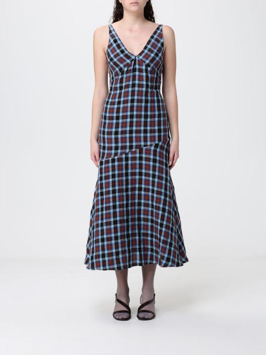 26SS 나마체코 롱 원피스 NS26624WN30009104 NIGHT BLUE MAGENTA CHEK Blue