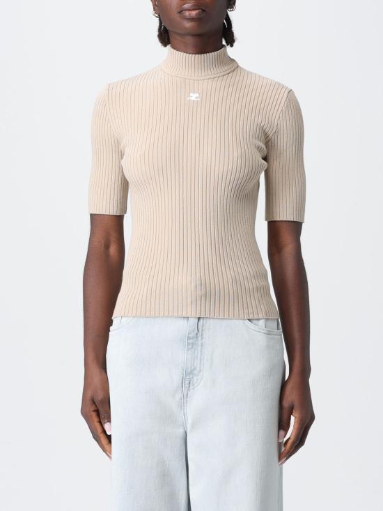 26SS 쿠레쥬 리에디션 니트 탑 숏슬리브 PERMPU026FI0001 1054 Hazel