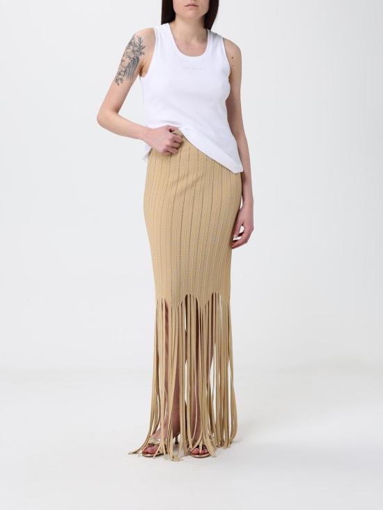 26SS 발망 롱 스커트 GF0LC233KJ63 1GQ Beige - BALMAIN