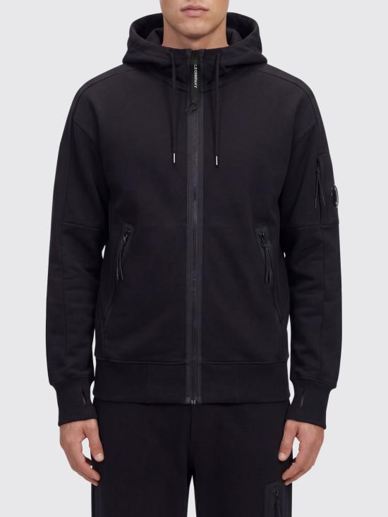 26SS 씨피 컴퍼니 다이애그널 레이즈드 플리스 후드 풀 집 스웨트셔츠 RCCMSS716A005086W 999 Black