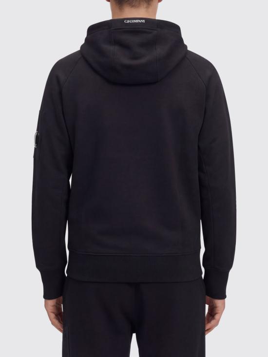 26SS 씨피 컴퍼니 다이애그널 레이즈드 플리스 후드 풀 집 스웨트셔츠 RCCMSS716A005086W 999 Black - C.P. COMPANY