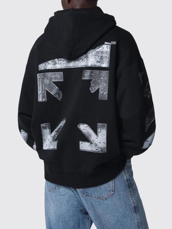 26SS 오프화이트 후드 티셔츠 OMBB085S26FLE001 0001 Black - OFF WHITE