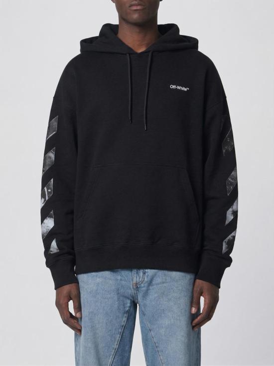 26SS 오프화이트 후드 티셔츠 OMBB085S26FLE001 0001 Black