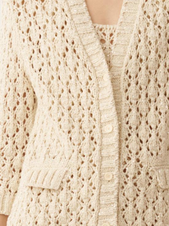 26SS 파비아나 필리피 시퀸 코튼 테이프 가디건 MAD276F559M102 VR1 White - FABIANA FILIPPI