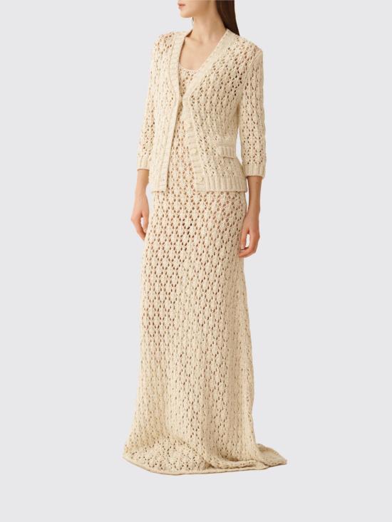 26SS 파비아나 필리피 시퀸 코튼 테이프 가디건 MAD276F559M102 VR1 White - FABIANA FILIPPI