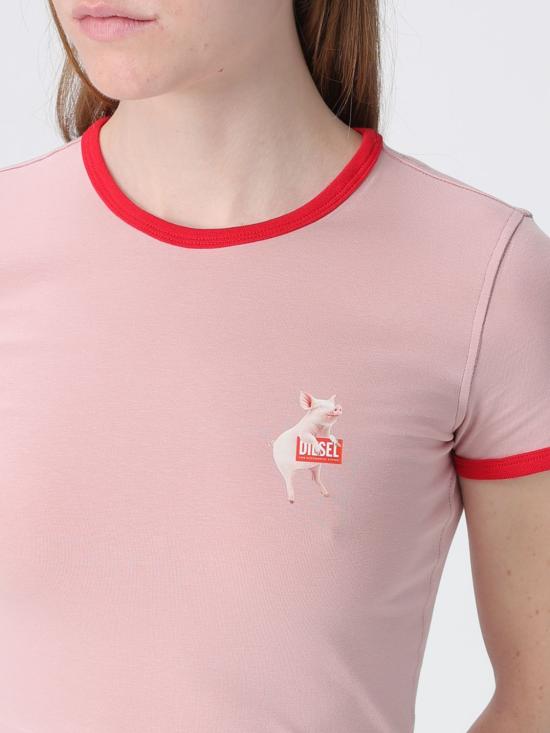 26SS 디젤 T-UNCUTIES 피그 프린트 슬림 티셔츠 A219190QHHA 33L Pink - DIESEL