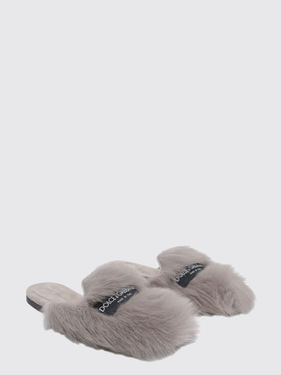 26SS 돌체앤가바나 시어링 스웨이드 슬리퍼 CI0224A9Y93 8H710 Grey - DOLCE & GABBANA