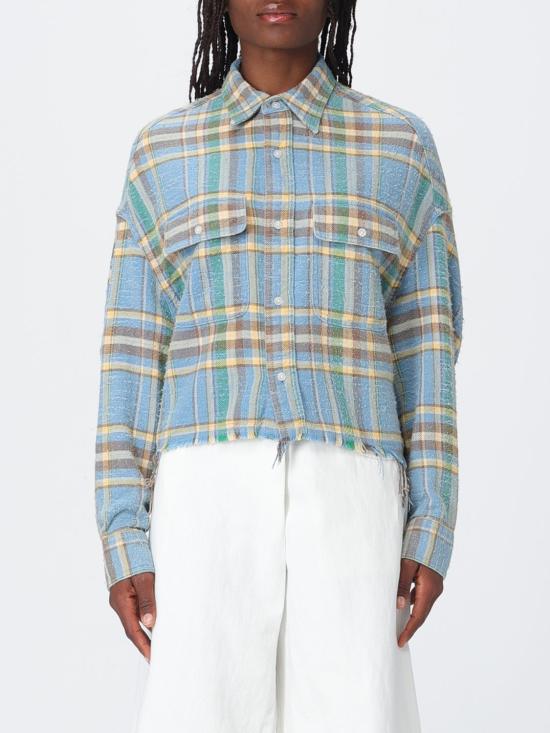 26SS 알13 크롭 워크셔츠 R13W7298R LAID Blue