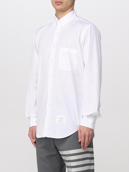 26SS 톰브라운 그로그랭 플래킷 솔리드 포플린 셔츠 MWL010E03113 100 White - THOM BROWNE