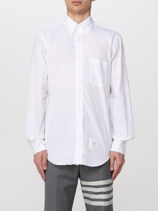 26SS 톰브라운 그로그랭 플래킷 솔리드 포플린 셔츠 MWL010E03113 100 White